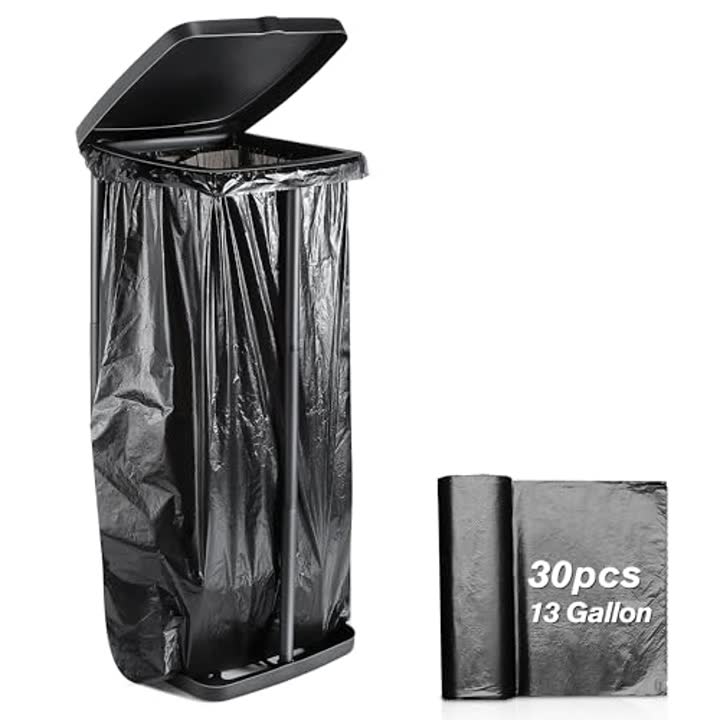 Dunkive Collapsible Garbage Bag Holder with 30 Pcs Trash Bag