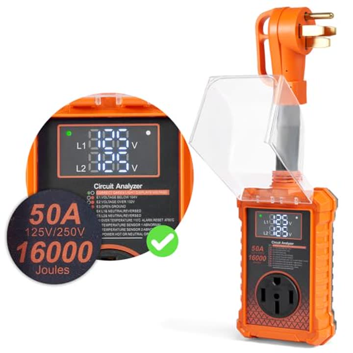 Krevz 16000 J RV Surge Protector 50 Amp