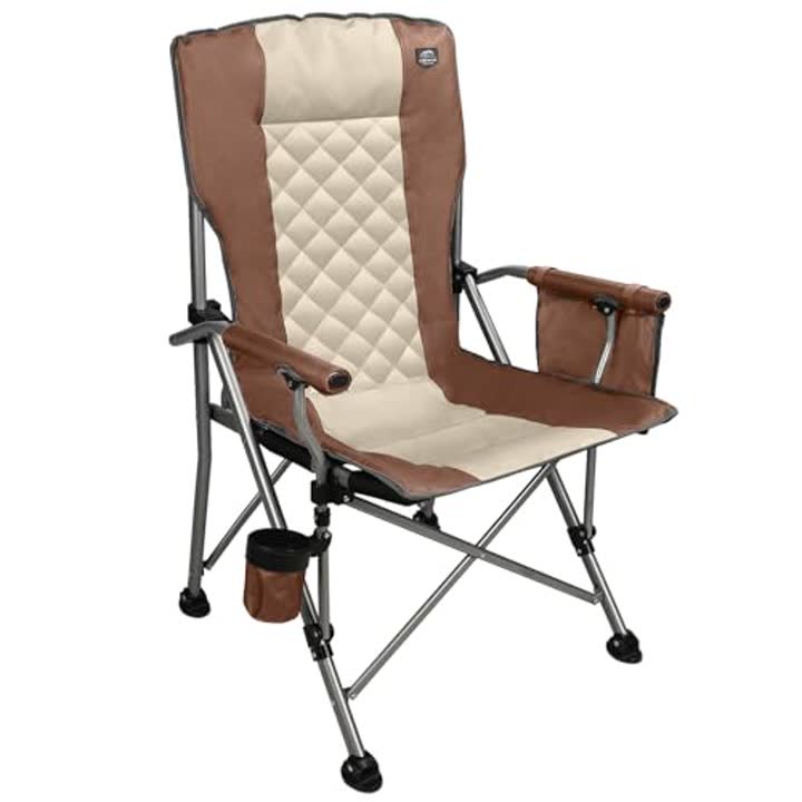 LANMOUNTAIN Folding Padded Camping Chair with Hard Armrest