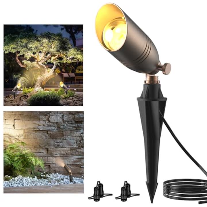 ZONEGRACE 12V Low Voltage Brass Landscape Spot Lights
